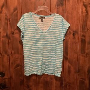 Ralph Lauren Aqua Striped Short Sleeve Tee